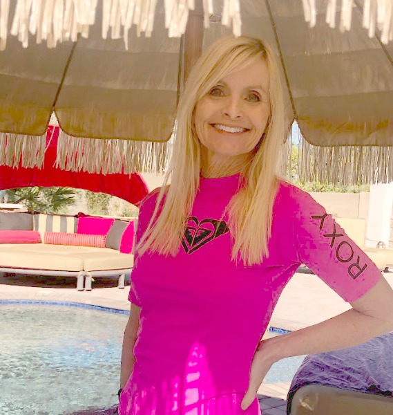 Michele of Hello Lovely Studio in Roxy swim top.