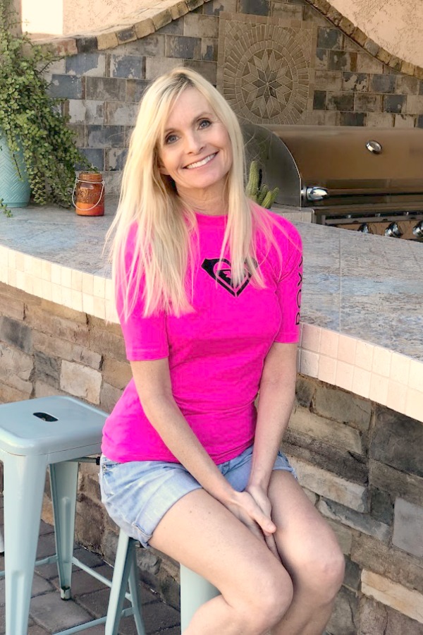 Michele of Hello Lovely Studio in Roxy swim top.