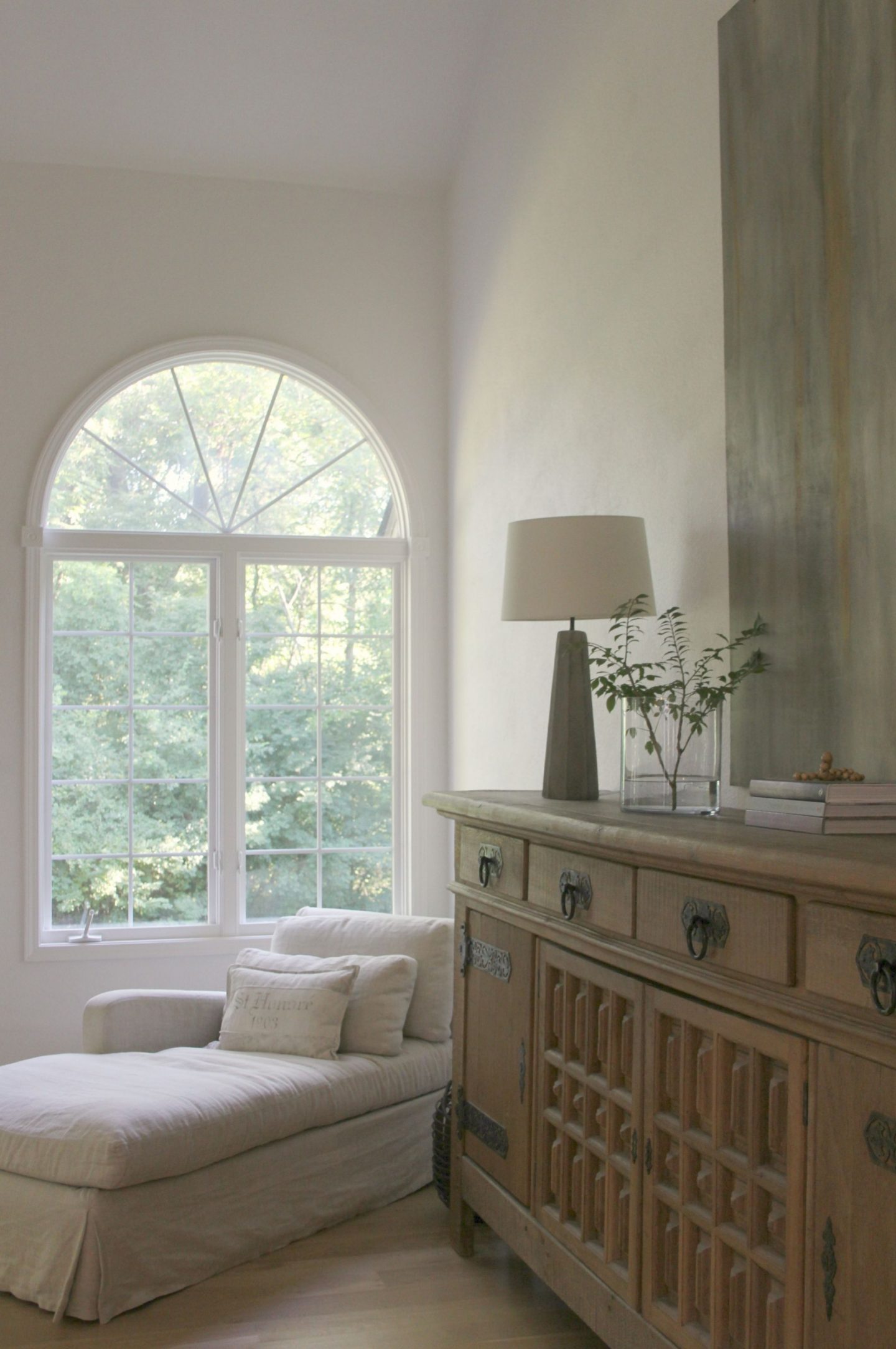 My French country and Belgian inspired living room with Belgian sideboard. Hello Lovely Studio.