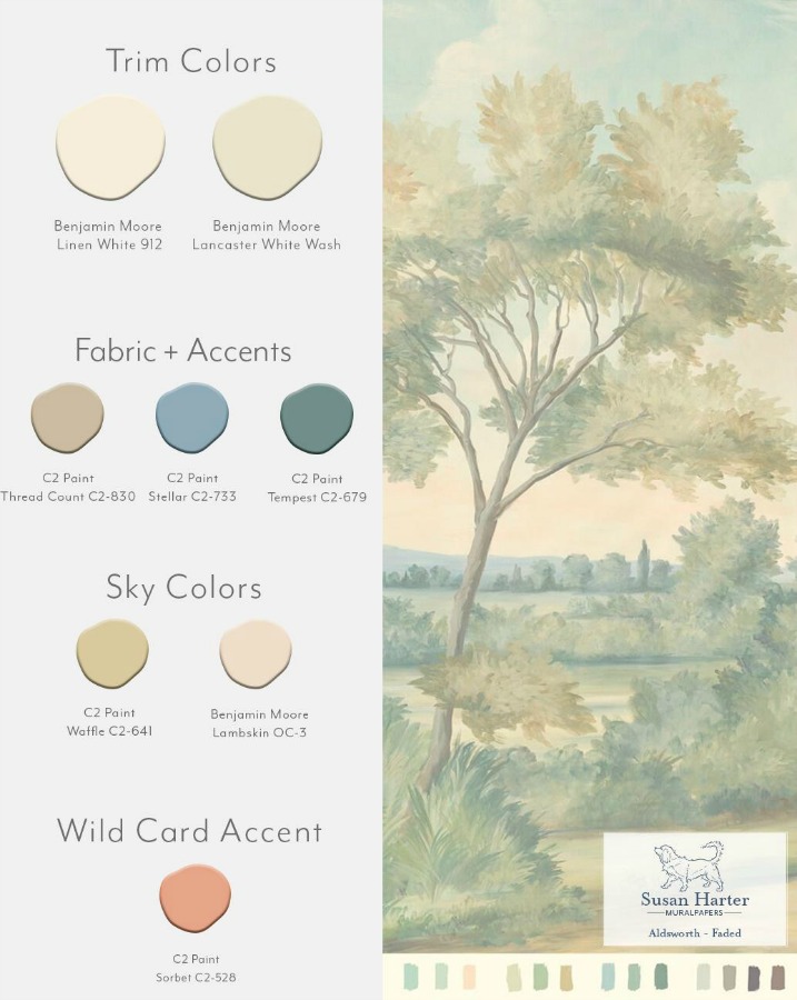 Aldsworth Faded color card for Susan Harter mural wallpapers.