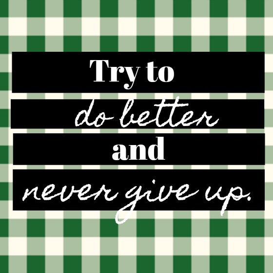 Inspirational quote from Hello Lovely Studio: Try to do better and never give up.