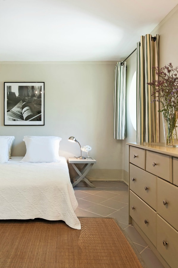 Simple bedroom. Provence dreams are made of these! Come tour French Farmhouse Design: Provence Villa Photos in a story with rustic decor, Country French charm, and South of France beauty! #frenchfarmhouse #interiordesign #housetour #frenchcountry #provence