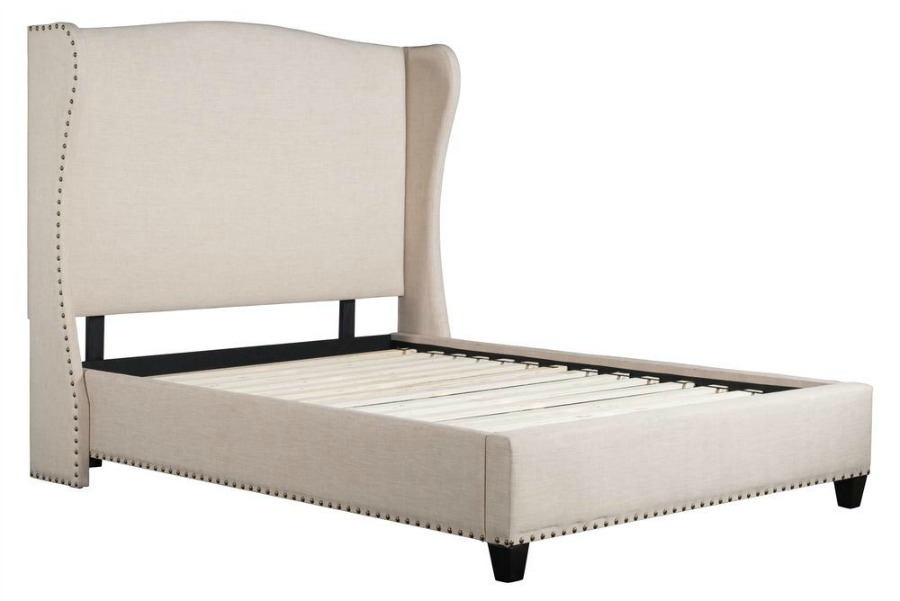 Englightenment Beige King Sleigh Bed from The Home Depot.