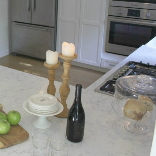 Classic white kitchen with Viatera quartz countertop (Minuet) - Hello Lovely Studio.
