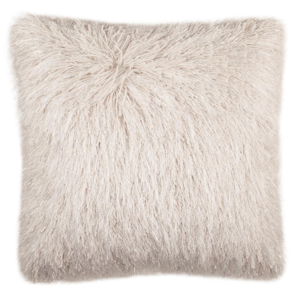 Shaggy Safavieh Throw Pillow in Metallic Beige at The Home Depot.