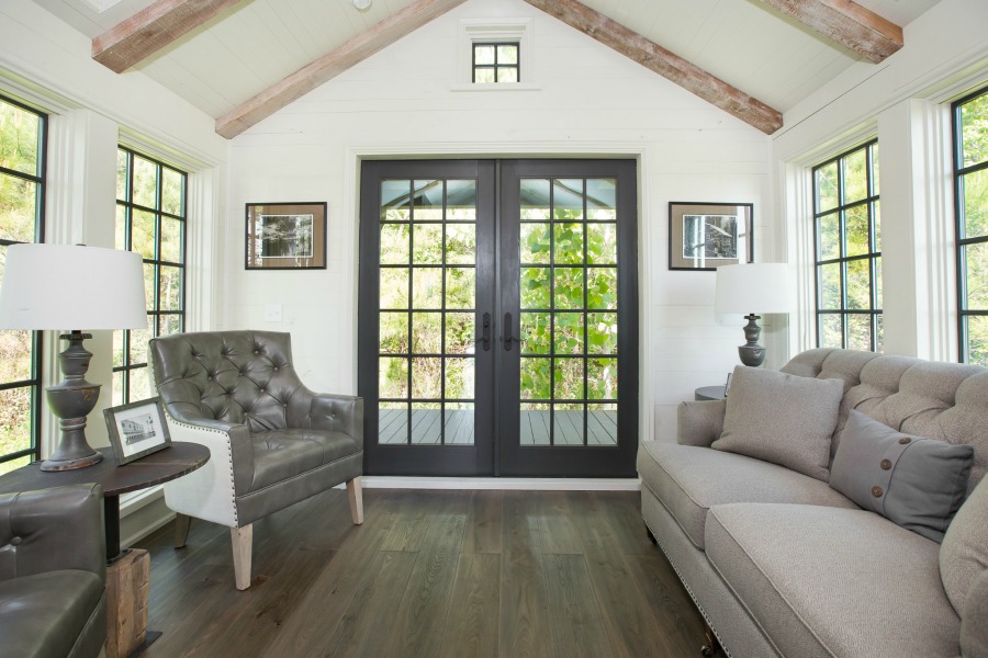 Tiny house design by Jeffrey Dungan, an exquisitely crafted luxurious Low Country style Designer Cottage at The Retreat at Oakstone.