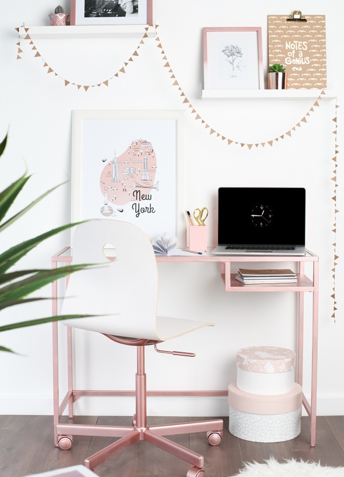 Beautiful Ikea hack of Vittsjo with rose gold paint via Heart Home Mag. 11 Super Simple Ikea Hacks for Vittsjo Desk & Shelf!