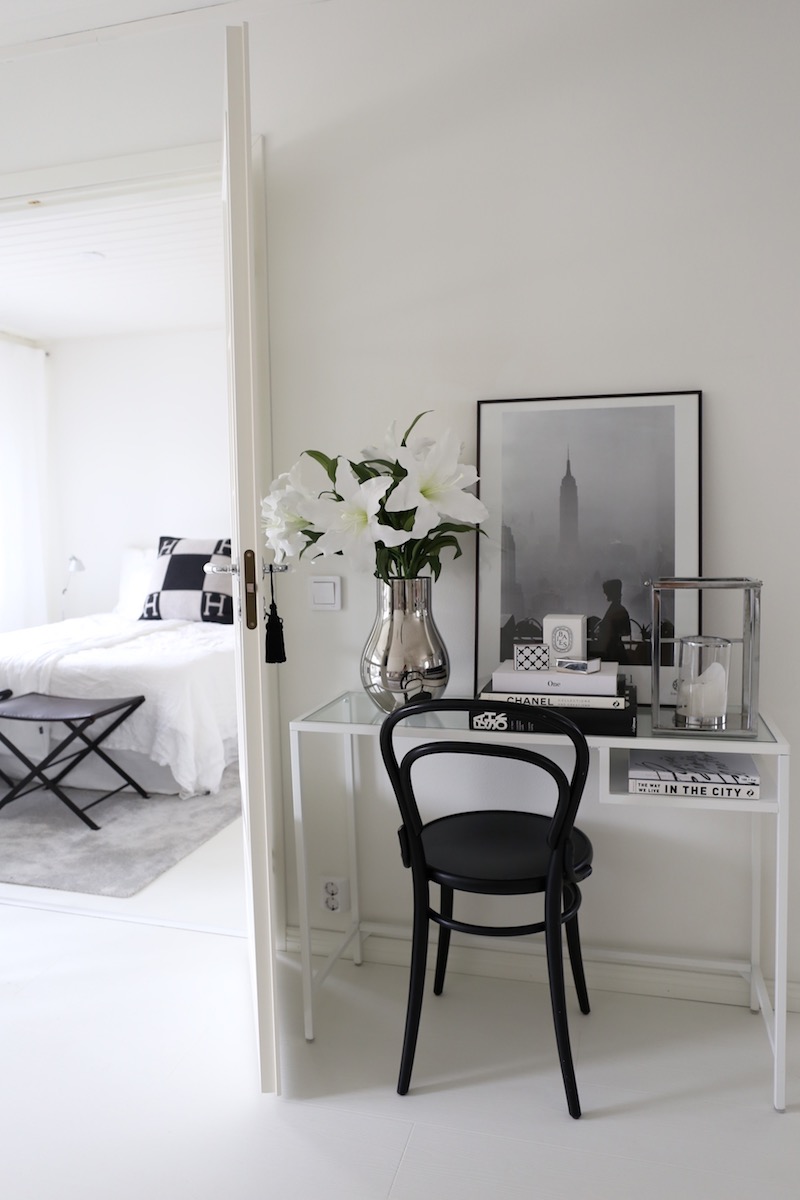 Beautiful vignette with Ikea's Vittsjo laptop table desk - Home Via Laura.