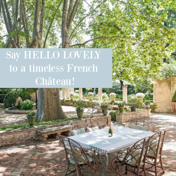 Hello Lovely French Château Mirielle in Provence! Old World style interiors and charming gardens in Provence. #provence #chateau #interiordesign #gardendesign #vacationvilla #luxuryvilla #luxurioushome #frenchcountry #countryfrench #frenchhome