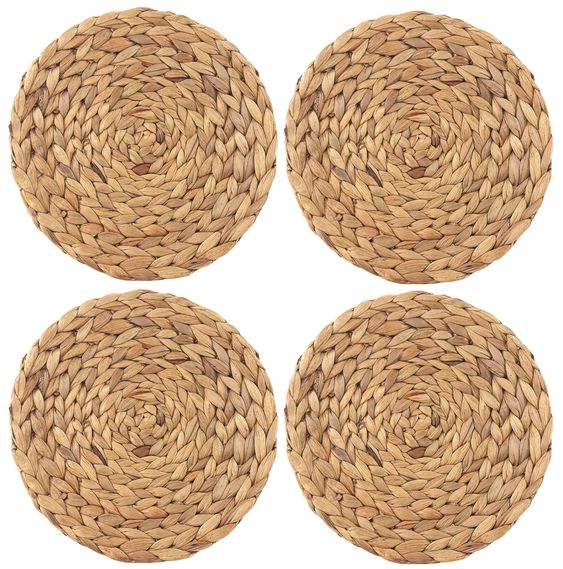 Woven round placemats.