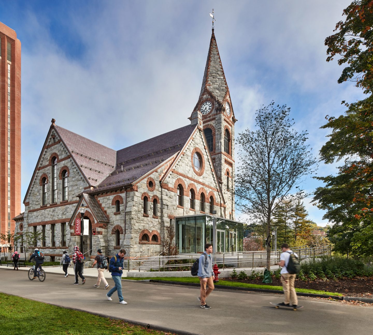 Old Chapel UMASS Amherst - 1884 Richardsonian Romanesque Revival style 19th century building with renovation by Finegold Alexander Architects, Inc. in 2015.