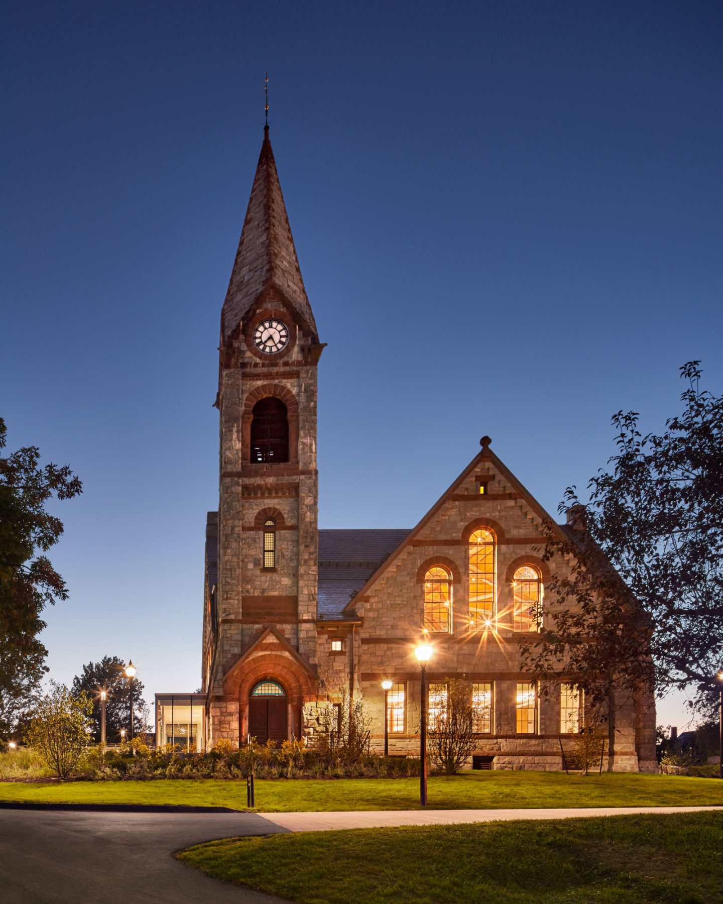 Old Chapel UMASS Amherst - 1884 Richardsonian Romanesque Revival style 19th century building with renovation by Finegold Alexander Architects, Inc. in 2015.