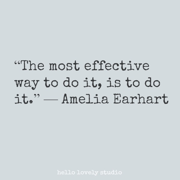 Inspirational quote from Amelia Earhart on Hello Lovely Studio