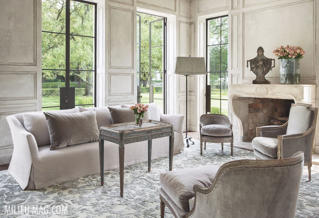 Pamela Pierce designed French living room in Montrose house by Reagan Andre.
