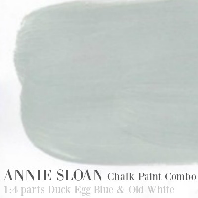 Annie Sloan Chalk Paint Combo: 1 part Duck Egg Blue with 3 parts Old White.