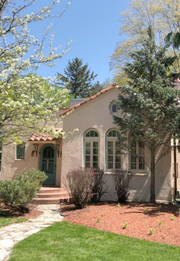 Charming vintage home exterior in Spring. Hello Lovely Studio.