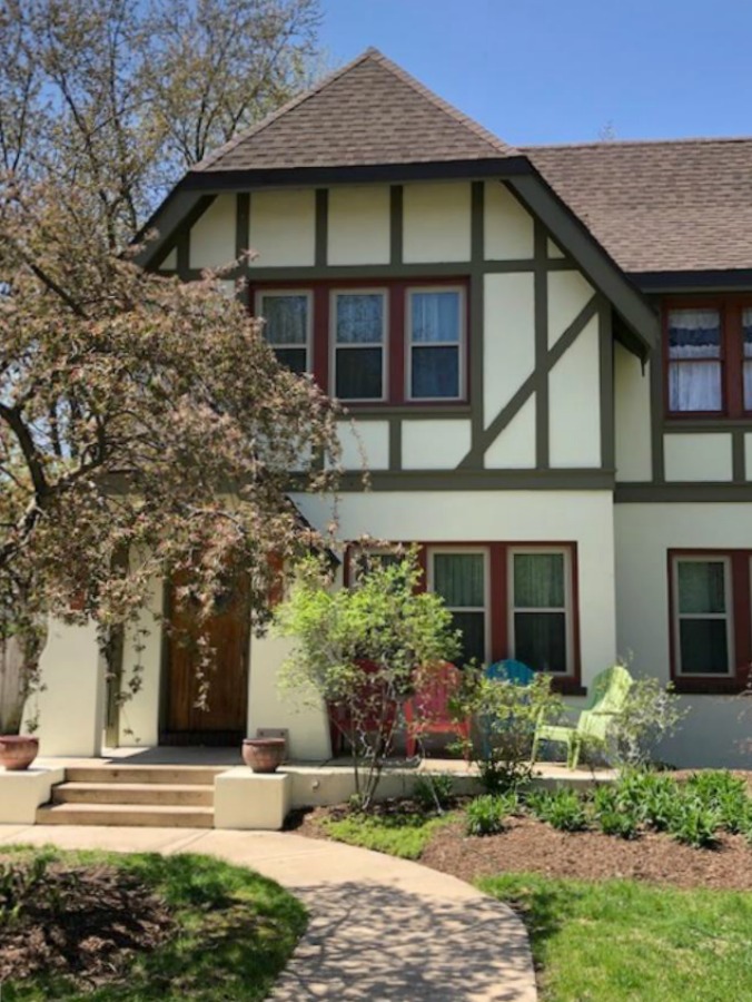 Charming vintage home exterior in Spring. Hello Lovely Studio.