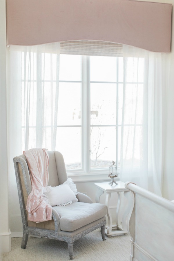 Elegant and lofty French country girl's pink bedroom. Romantic French farmhouse style by Brit Jones Design. See 18 Inspiring Country French Bedroom Decor Ideas!