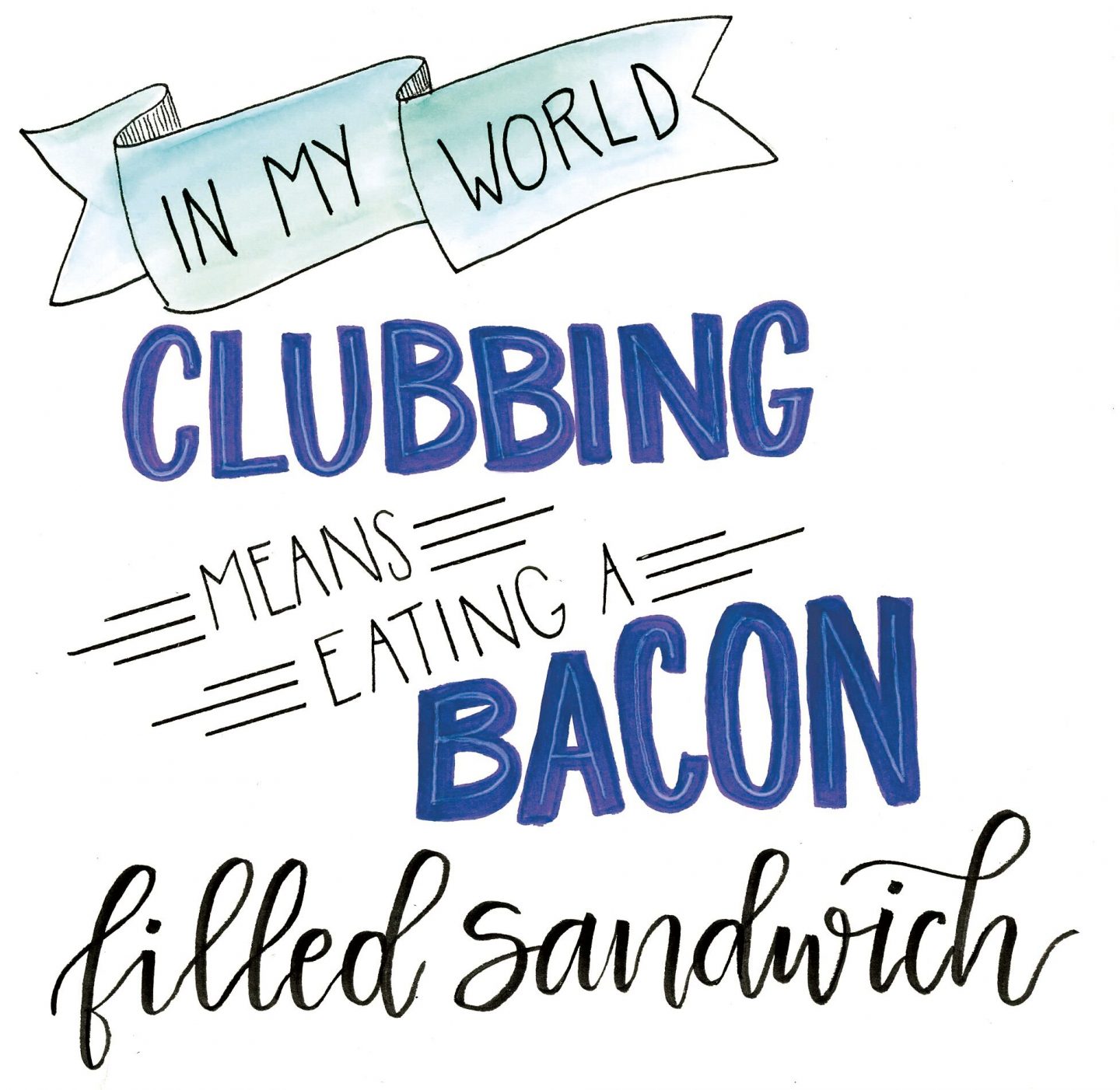 Funny handlettered quote about bacon from Amy Latta. Come see more in 20 Hand Lettered Quotes, Big SMILES & Fun Finds!