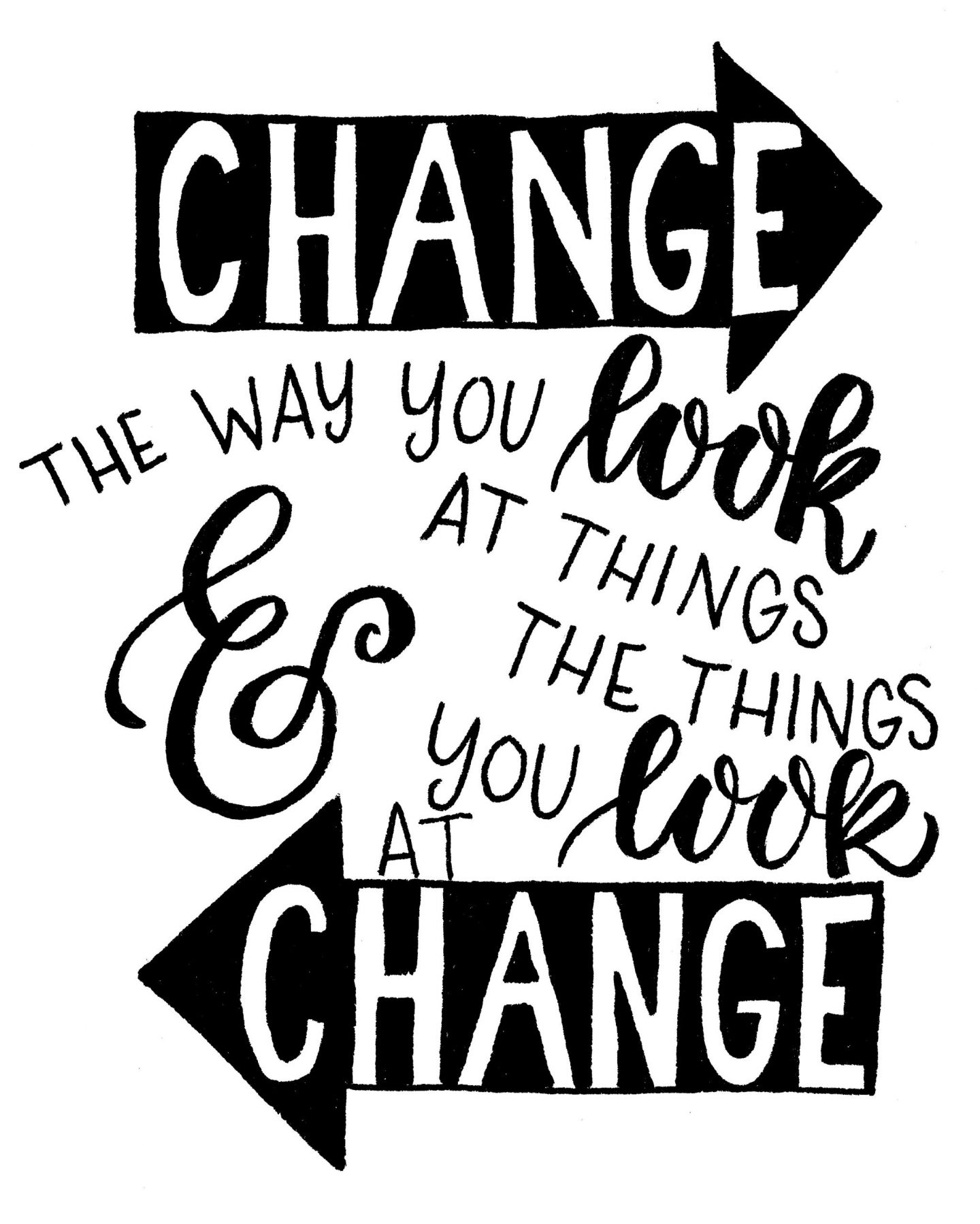 Inspirational quote about change with handlettering by Amy Latta. Come see more in 20 Hand Lettered Quotes, Big SMILES & Fun Finds! #inspirationalquote #handlettering #amylatta #change