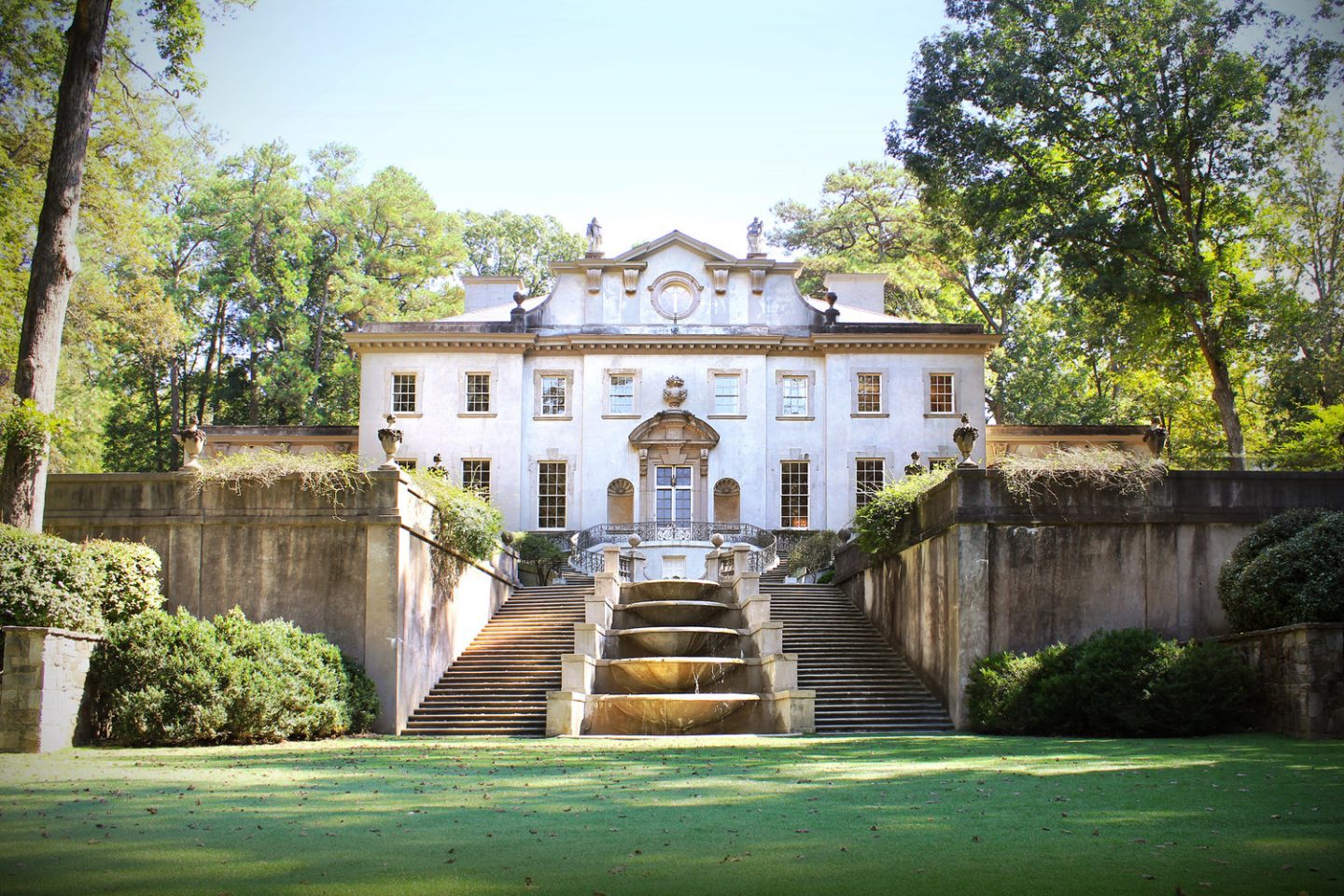 1928 Swan House, designed by Philip T. Shutze for the Inman family. The house is operated as part of the Atlanta History Center and is maintained as a 1920s and 30s historic house museum.