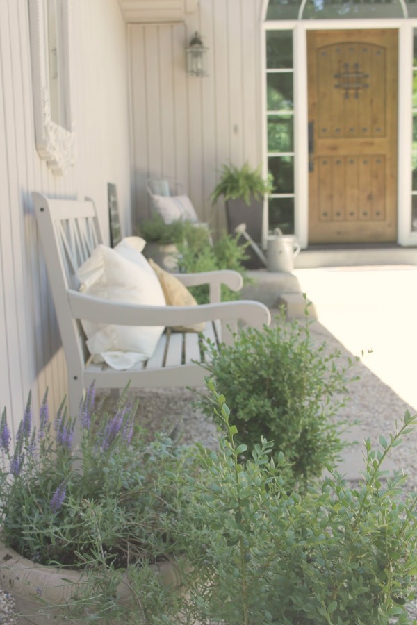 Romantic, simple, French courtyard with pink accents for a tea party - Hello Lovely Studio.