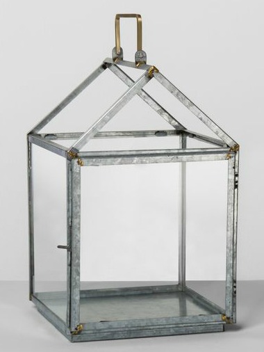 Galvanized house lantern from Hearth and Hand. #lantern #candleholder #hurricanes #homedecor #farmhousestyle