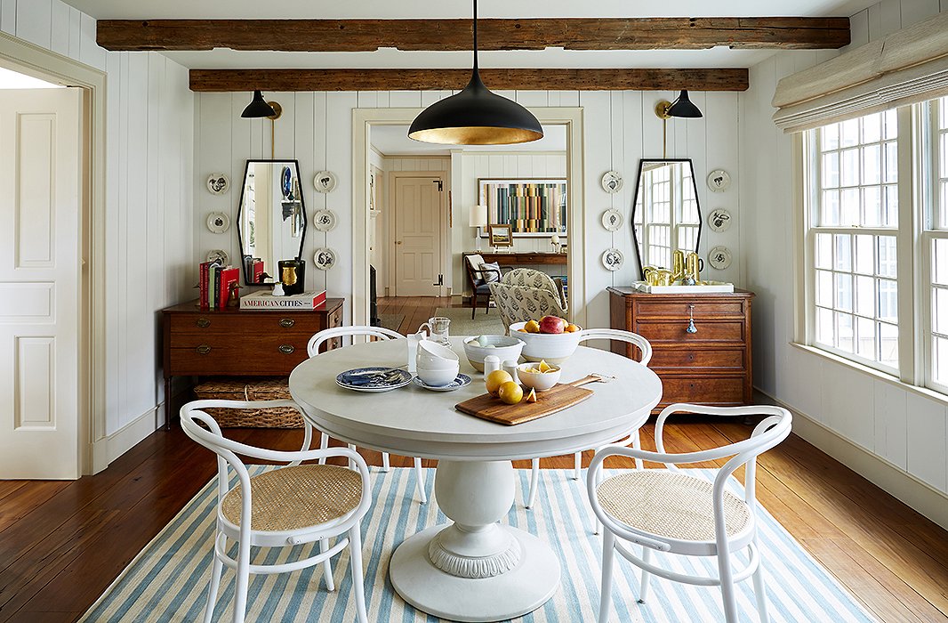 Dining room at One Kings Lane Connecticut Farmhouse Showroom with modern farmhouse interior design. #traditionalstyle #farmhouse #onekingslane