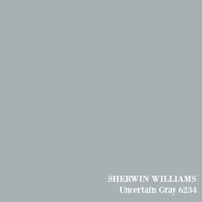 SHERWIN WILLIAMS Uncertain Gray paint color.