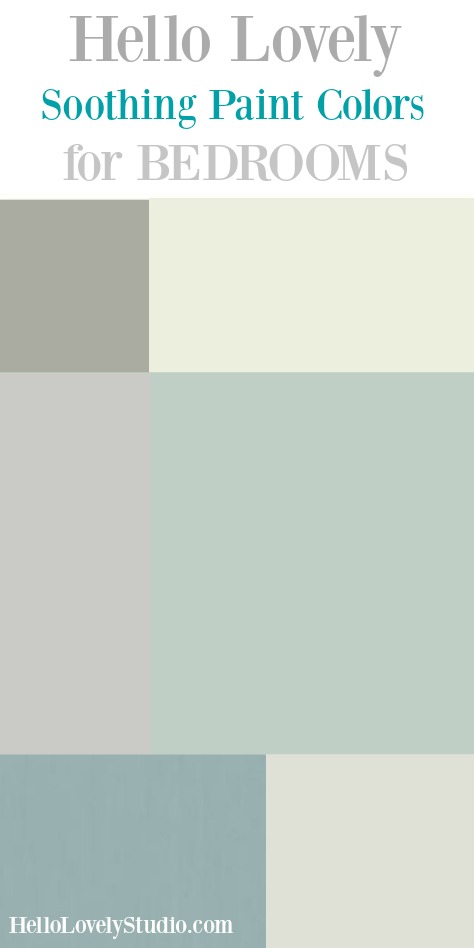 Soothing Paint Colors for Bedrooms on Hello Lovely Studio.