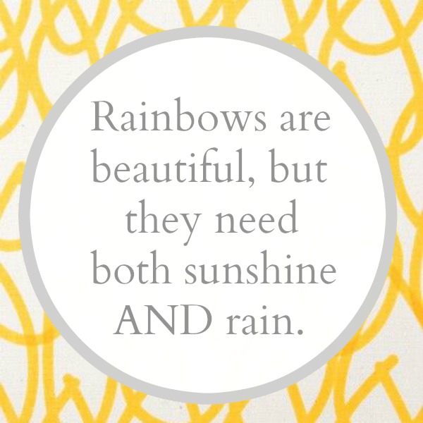 Rainbows and sunshine quote on Hello Lovely Studio.