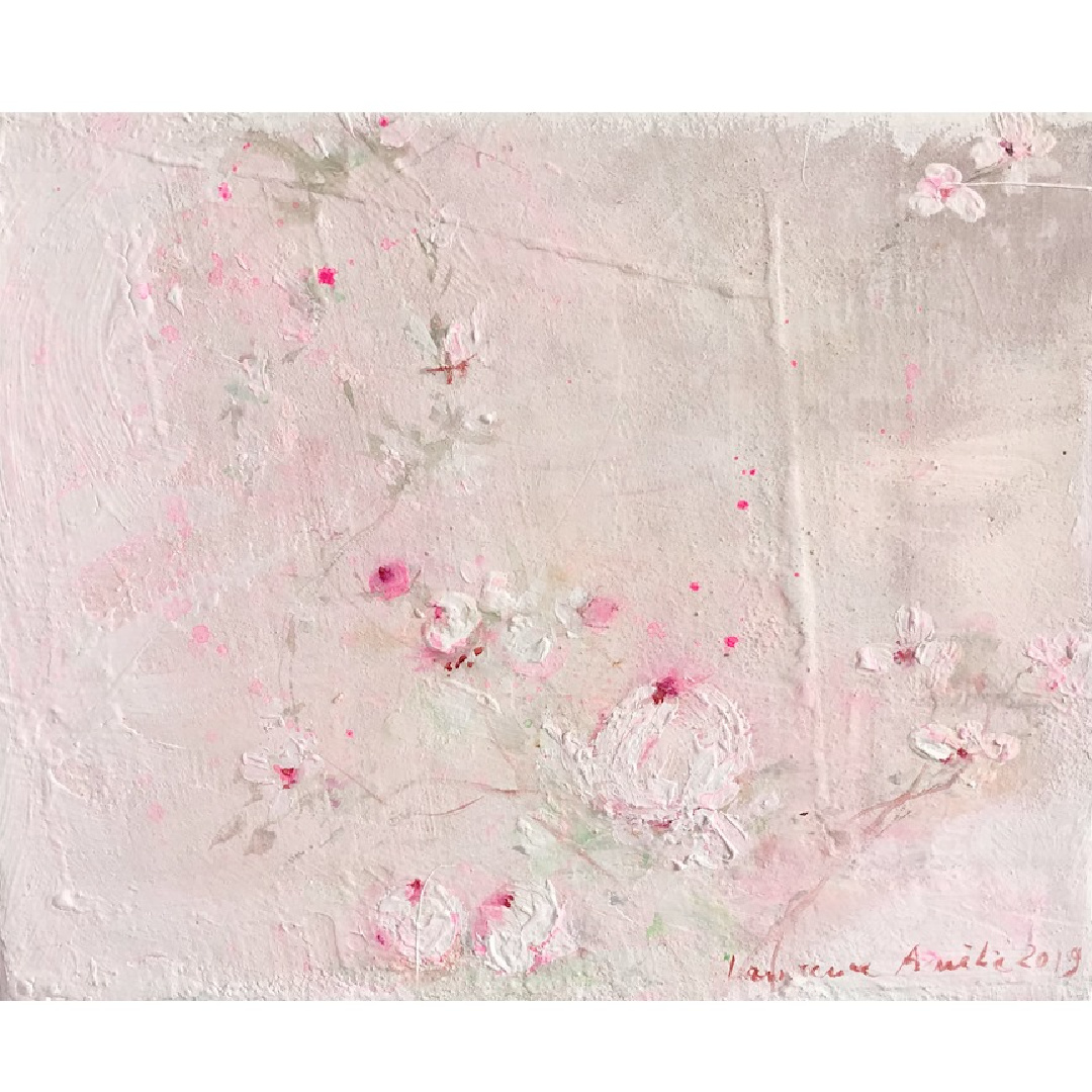 Beautiful pale pink floral oil painting by Laurence Amelie in Shabby Chic (Rachel Ashwell). #laurenceamelie #roseoilpainting
