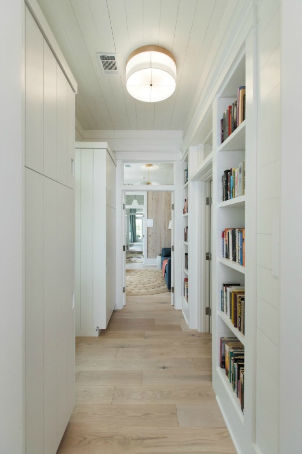 Built-ins in hall of Modern Coastal Cottage Interior Design Inspiration in 2018 Coastal Living Idea House. Design by Jenny Keenan and architecture by Eric Moser.