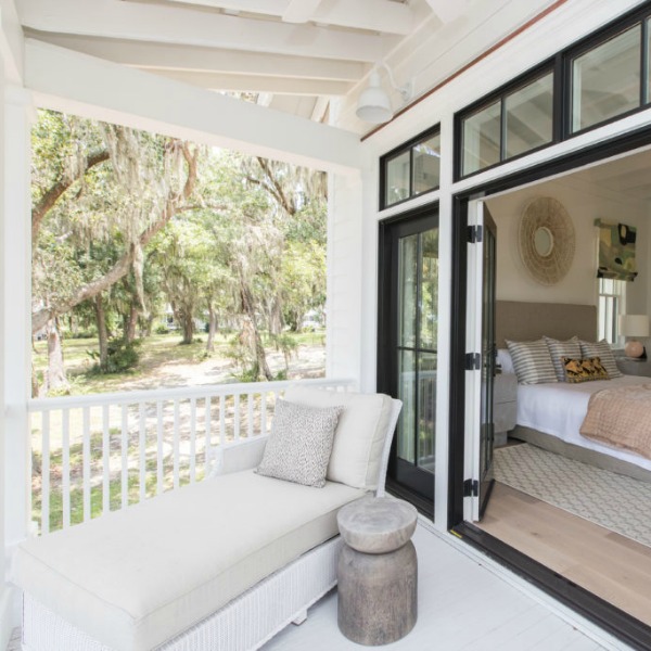 Porch off bedroom in Modern Coastal Cottage Interior Design Inspiration in 2018 Coastal Living Idea House. Design by Jenny Keenan and architecture by Eric Moser.