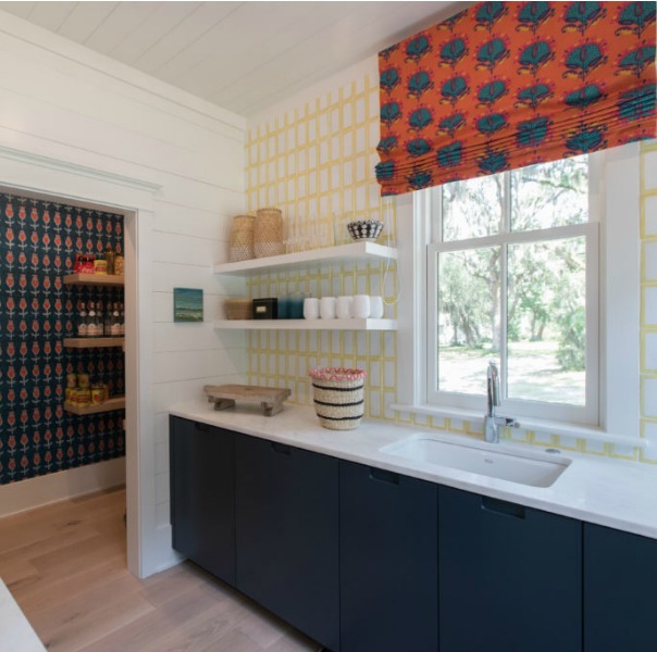 Back kitchen in Modern Coastal Cottage Interior Design Inspiration in 2018 Coastal Living Idea House. Design by Jenny Keenan and architecture by Eric Moser.