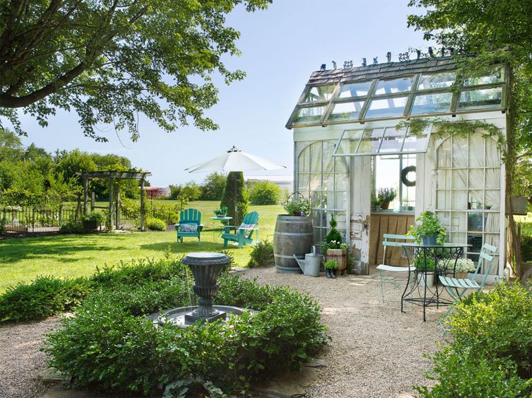 Amazingly chic she shed (potting shed) by Donna Jenkins in Country Living. Come explore She Shed Chic, Potting Shed & Backyard Inspiration.