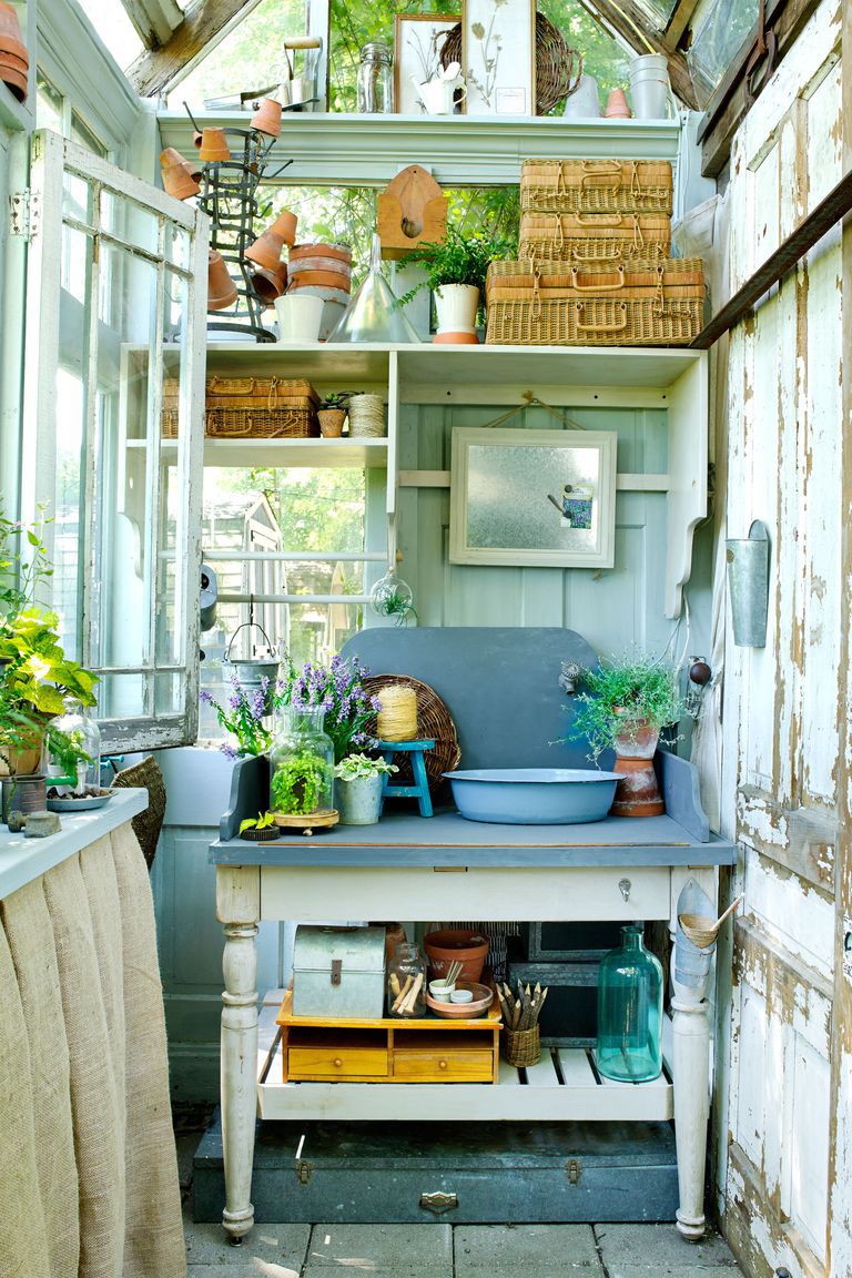 Interior of a charming chic Shed Shed by Donna Jenkins of The Tinker House Trading Company in Country Living. Come feast on photos of beautiful interiors to inspire As Well As Classic Interior Design Inspiration.