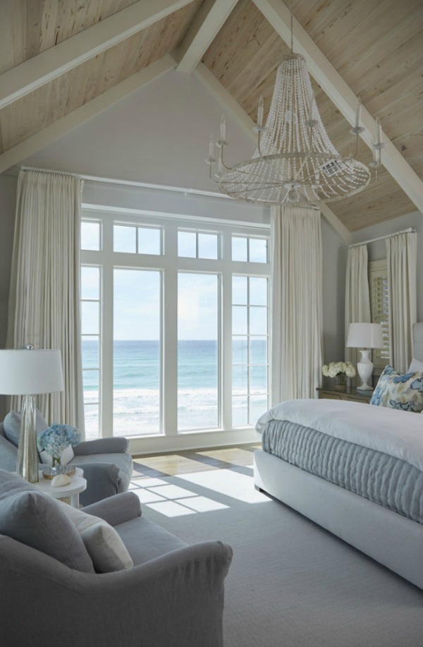 Luxurious classic coastal style bedroom design in a magnificent bespoke traditional home from architectural design firm Geoff Chick & Associates. #coastalstyle #coastaldecor #bedroomdesign #interiordesign