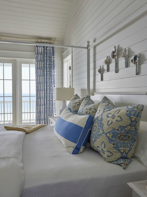 Luxurious classic coastal style bedroom design in a magnificent bespoke traditional home from architectural design firm Geoff Chick & Associates. #coastalstyle #coastaldecor #bedroomdesign #interiordesign