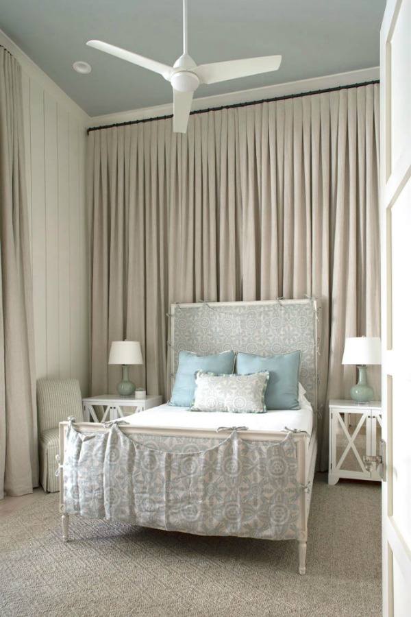 Luxurious classic coastal style bedroom design in a magnificent bespoke traditional home from architectural design firm Geoff Chick & Associates. #coastalstyle #coastaldecor #bedroomdesign #interiordesign
