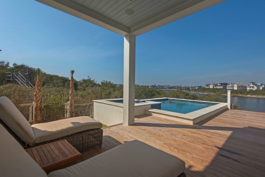 Luxurious pool design inspiration from a magnificent coastal style classic home by architect Geoff Chick.