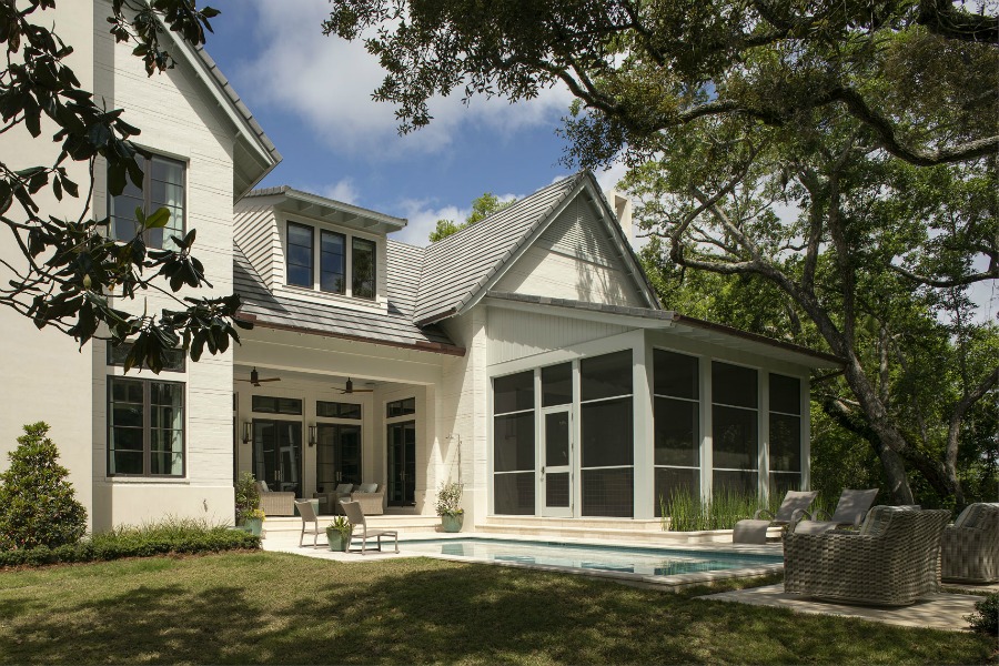 Luxurious pool design inspiration from a magnificent coastal style classic home by architect Geoff Chick. #beachhouse #coastalstyle #pooldesign #luxurypool