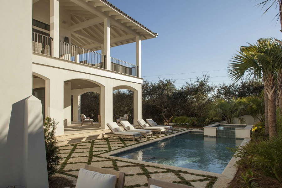 Luxurious pool design inspiration from a magnificent coastal style classic home by architect Geoff Chick. #pooldesign #beachhouse #waterfronthome #coastalstyle