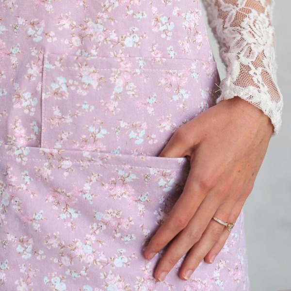 Georgie dusty apron in a lavender floral print.Shabby Chic Couture Design Inspiration from Rachel Ashwell!