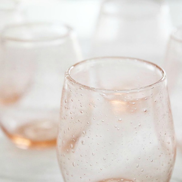 Rose bubble glass stemware. Shabby Chic Couture Design Inspiration from Rachel Ashwell!