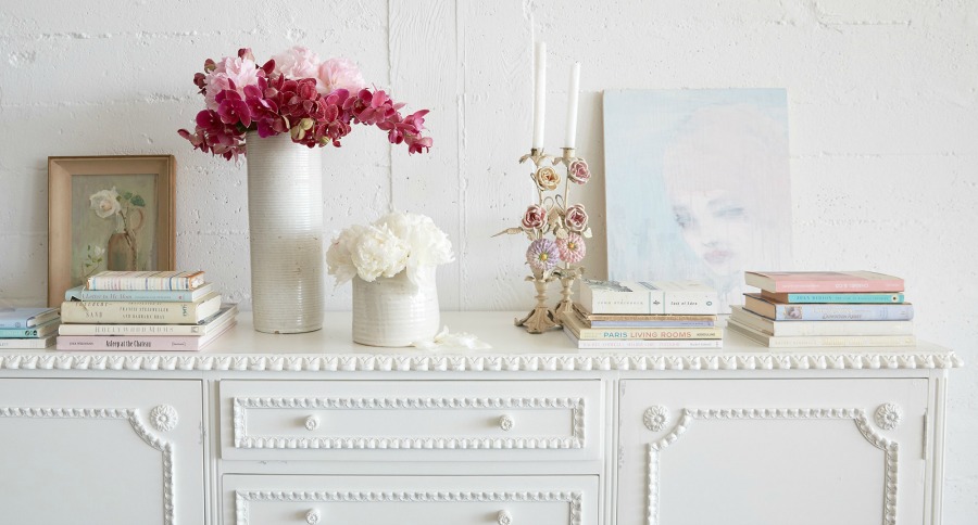 Shabby chic console table. Shabby Chic Couture Design Inspiration from Rachel Ashwell!