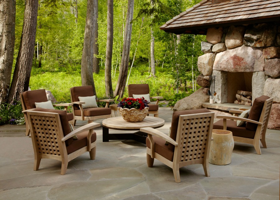 Rustic fireside conversation area with magnificent design by Tom Stringer on Hello Lovely Studio.