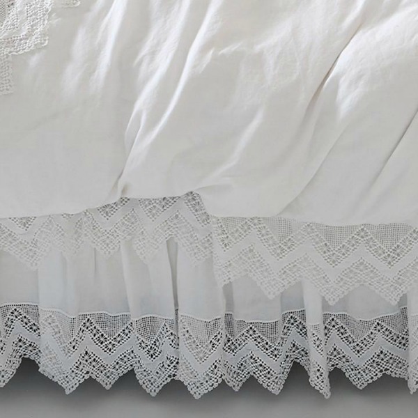 White Cluny bedskirt. Shabby Chic Couture Design Inspiration from Rachel Ashwell!