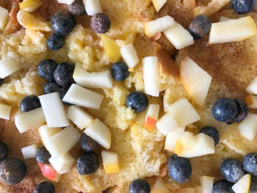 Low fat pear and blueberry baked French toast - Hello Lovely Studio.