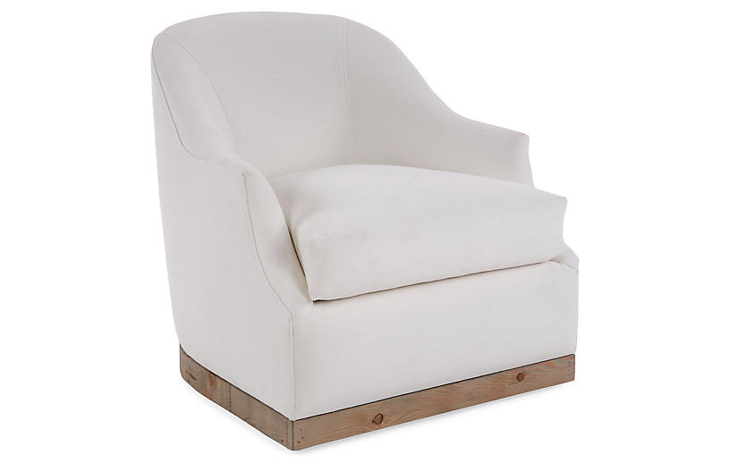 Bridget linen swivel club chair